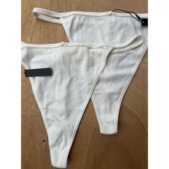 2 Pair Of Skims Thong XL Logo Pointelle Thong Bone STYLE PN-THG-0192. - Picture 7 of 10